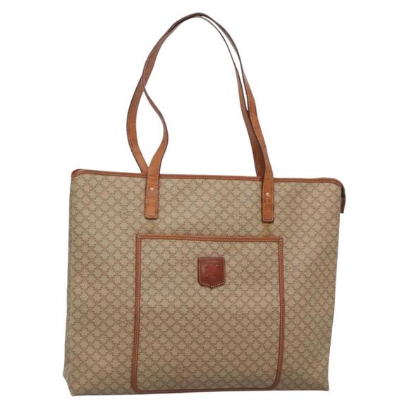 CELINE Macadam Canvas Tote Bag Pvc Beige Gold - Picture 1 of 13